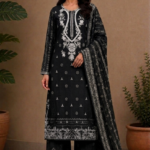 Midnight Pearl – Black Embroidered Chunri Collection