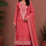Rose Bloom – Coral Pink Embroidered Chunri Collection