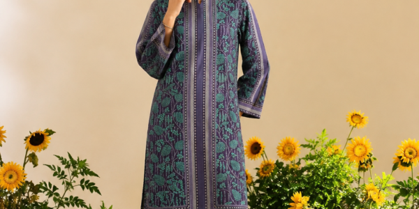 Cadet Blue Printed Ready-to-Wear 2-Piece Co-Ord Set