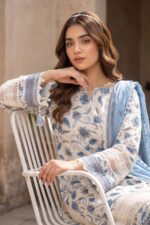 Antique White 3 Piece Unstitched Premium Printed Lawn - Image 4