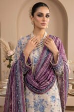 Antique White 3 Piece Unstitched Premium Printed Lawn - Image 3
