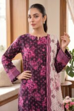 Black 3 Piece Unstitched Premium Printed Lawn - Image 3