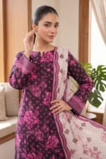 Black 3 Piece Unstitched Premium Printed Lawn - Image 2