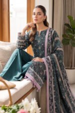 Green 3 Piece Unstitched Premium Printed Lawn - Image 2