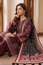 Maroon 3 Piece Unstitched Premium Printed Lawn - Image 3