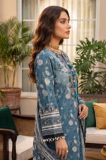 Blue 3 Piece Unstitched Premium Printed Lawn - Image 3