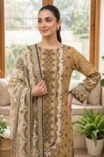 Mustard 3 Piece Unstitched Premium Printed Lawn - Image 3
