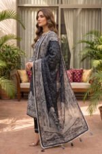 Black 3 Piece Unstitched Premium Printed Lawn - Image 2