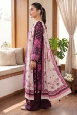 Black 3 Piece Unstitched Premium Printed Lawn - Image 4