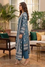 Blue 3 Piece Unstitched Premium Printed Lawn - Image 2