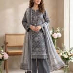 Graphite Gray Printed Premium Lawn 3-Piece Unstitched Suit