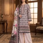 Light Pink Floral Printed Premium Lawn 3-Piece Unstitched Suit