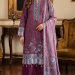 Mauve Purple Floral Printed Premium Lawn 3-Piece Unstitched Suit