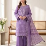Lavender Embroidered Style Premium Lawn 3-Piece Unstitched Suit