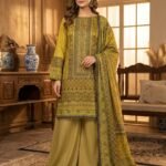 Olive Green Traditional Printed Premium Lawn 3-Piece Unstitched Suit