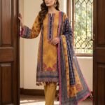 Mustard Yellow Printed Premium Lawn 3-Piece Unstitched Suit