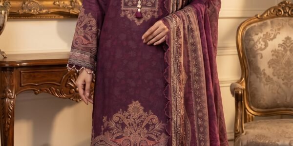 Maroon Embroidered Premium Lawn 3-Piece Unstitched Suit