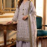 Lavender Grey Printed Premium Lawn 3-Piece Unstitched Suit