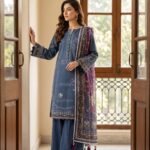 Midnight Blue Printed Premium Lawn 3-Piece Unstitched Suit
