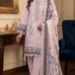 Blush Pink Floral Printed Premium Lawn 3-Piece Unstitched Suit