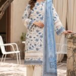 Antique White 3 Piece Unstitched Premium Printed Lawn