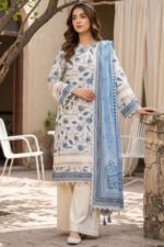 Antique White 3 Piece Unstitched Premium Printed Lawn