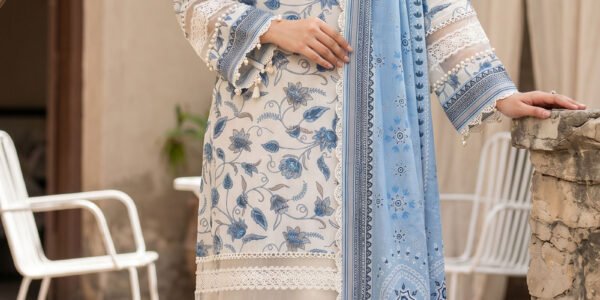 Antique White 3 Piece Unstitched Premium Printed Lawn