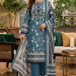 Blue 3 Piece Unstitched Premium Printed Lawn
