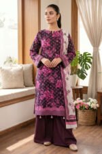 Black 3 Piece Unstitched Premium Printed Lawn