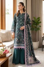 Green 3 Piece Unstitched Premium Printed Lawn