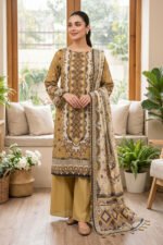 Mustard 3 Piece Unstitched Premium Printed Lawn