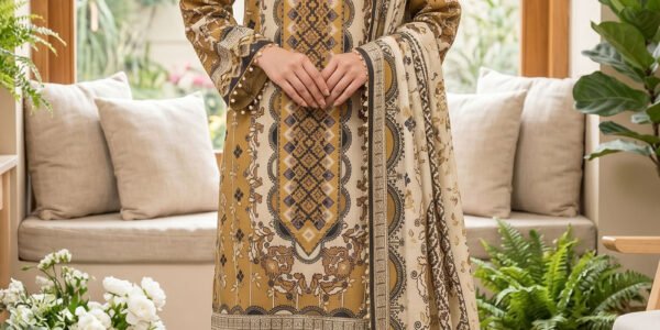 Mustard 3 Piece Unstitched Premium Printed Lawn