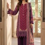 Red Wine 3 Piece Unstitched Premium Printed Lawn