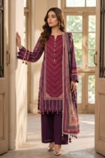 Red Wine 3 Piece Unstitched Premium Printed Lawn