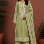 Sage Bloom – Olive Green Embroidered Chunri Collection