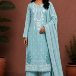 Azure Bloom – Ice Blue Embroidered Chunri Collection